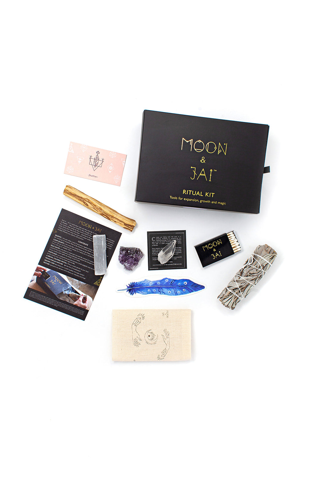 Healing Ritual Kit – Amethyst Druzy, Clear Quartz, Selenite, Sage & Palo Santo