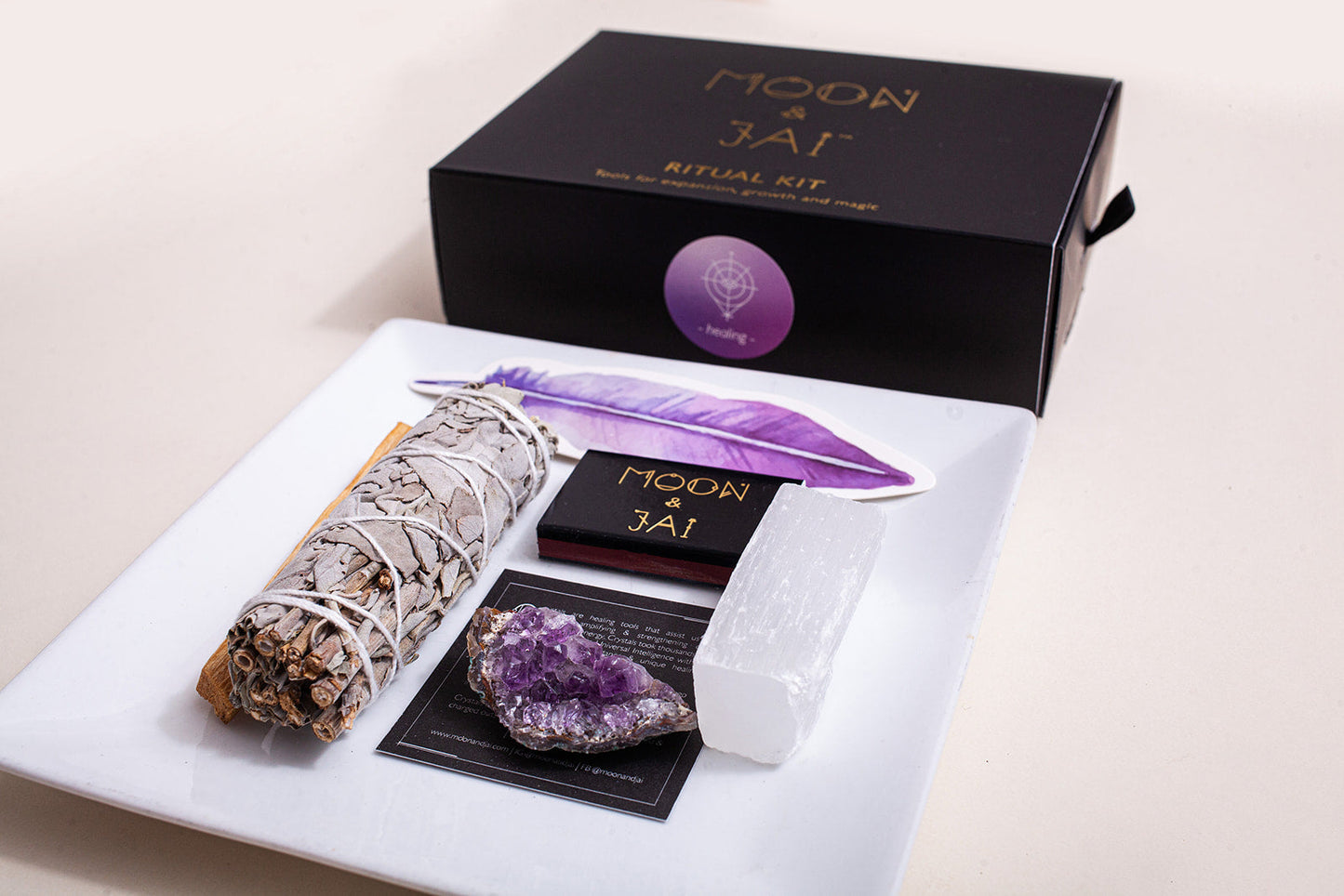 Healing Ritual Kit – Amethyst Druzy, Clear Quartz, Selenite, Sage & Palo Santo