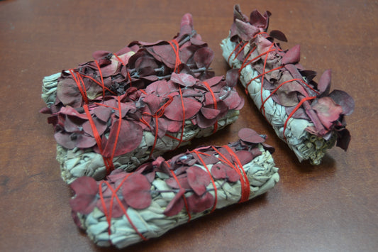 White Sage & Red Eucalyptus Smudge Bundles – 4-Pack, 4.5 in